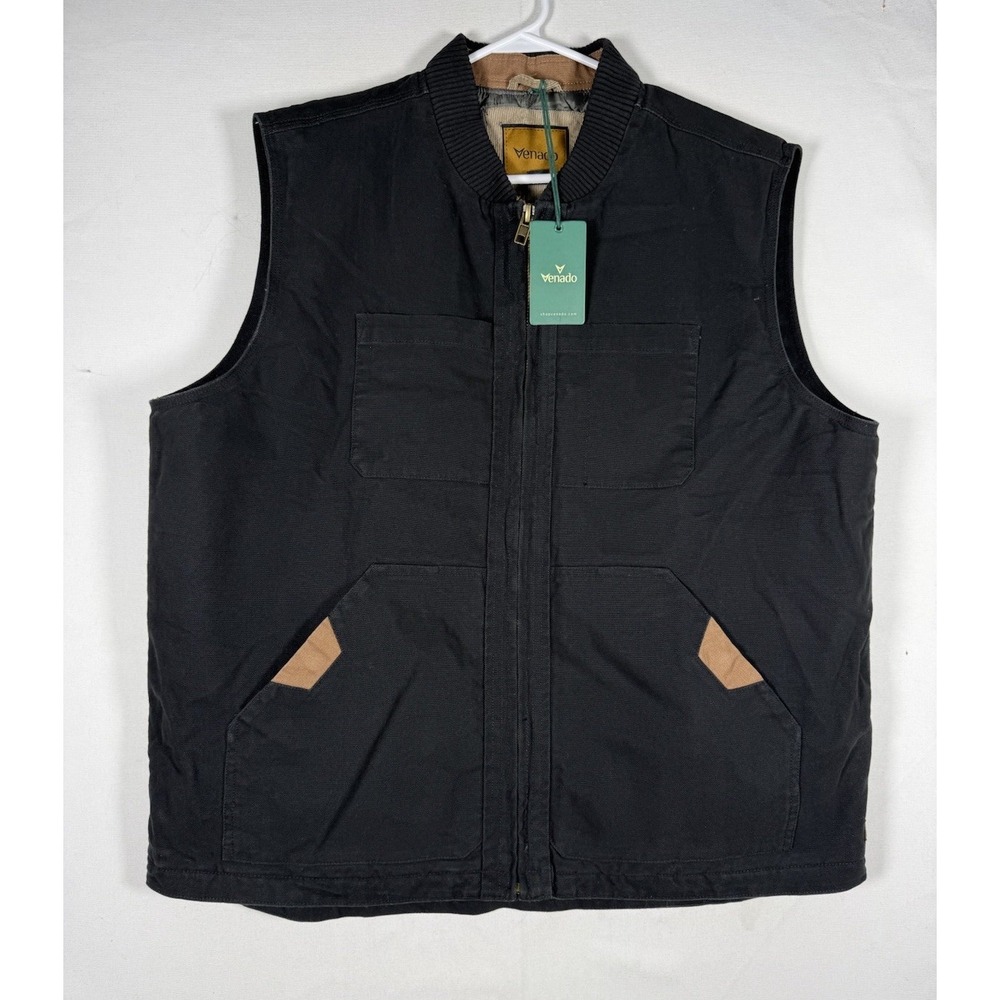NWT Venado Concealed Carry Vest Men's XL Black Heavy Duty Cotton Canvas Pockets